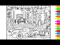 Coloring Disney Pixar Cars - Lightning McQueen Bessie Tow Mater and Gift Basket Coloring Pages