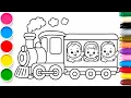 Cute Train Coloring Page for Kids Fun Cartoon Train with Happy Babies Meemaa Kids Channel