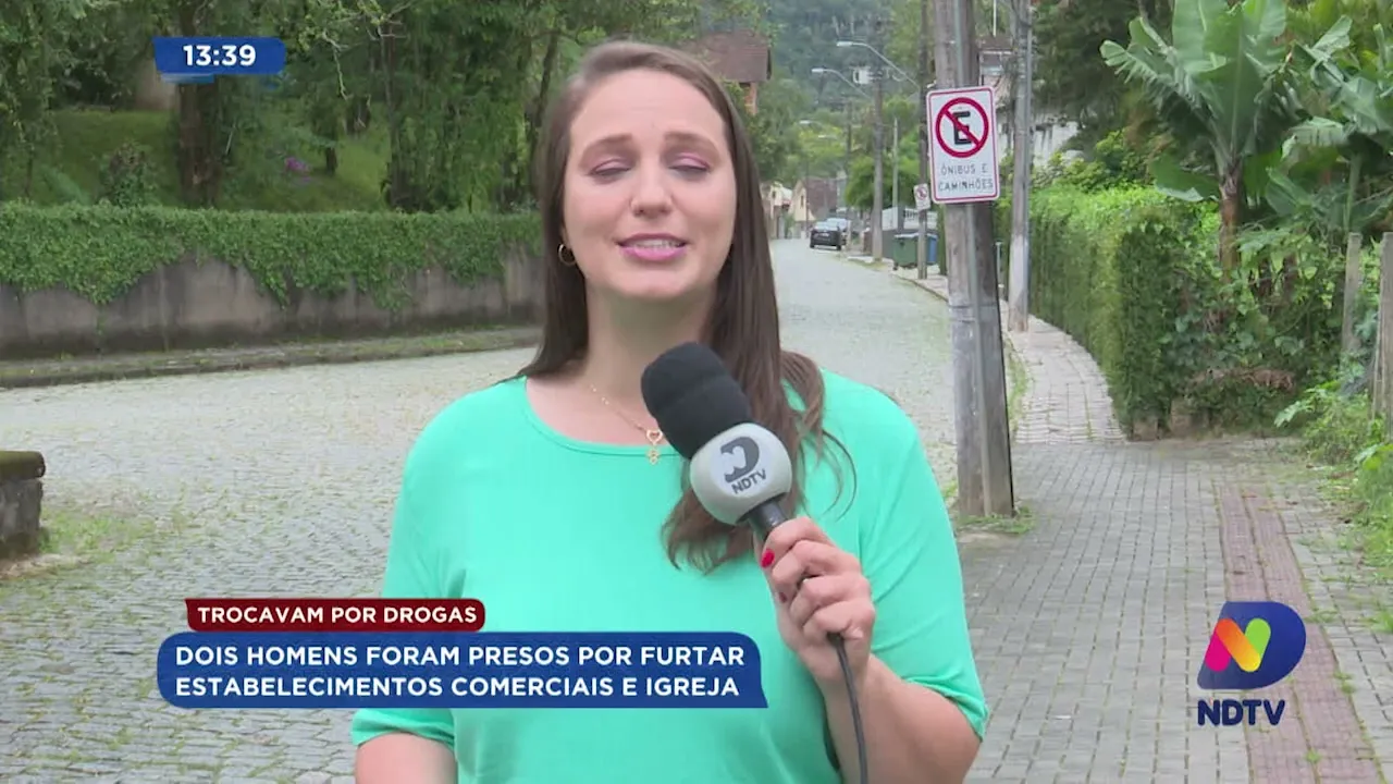 Dois homens foram presos por furtar estabelecimentos comerciais e lojas para trocar por drogas