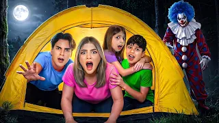 ACAMPAMOS UNA NOCHE EN MI CASA Y SE NOS APARECIÓ UN PAYASO!! 😰