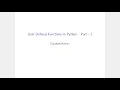 User Defined Functions Part 2 Functions with Variable Parameters