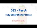 DES - Part4 Key generation process in DES Data Encryption Standard Symmetric key cryptography