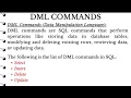 DML Commands Select Insert Delete Update Data Manipulation Language Syntax SQL DBMS