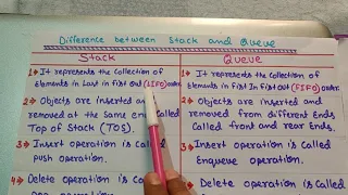 Difference between Stack and Queue in Data structure Hindi Easy and simple points