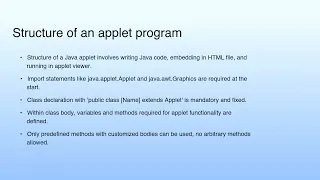 Structure of an applet program Lecture 05 Java Applet Programming