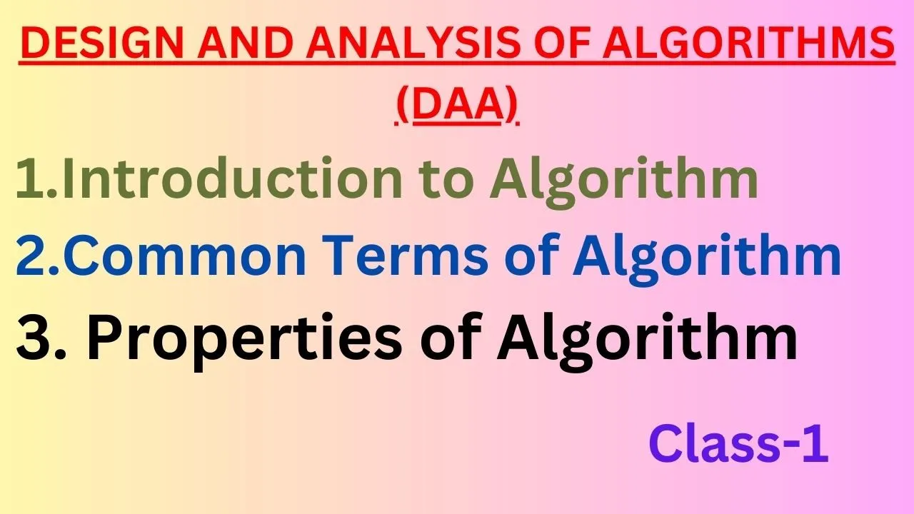 Algorithm introduction | Characteristics of Algorithm | Lec-1 | #jntuh #DAA #conceptclear