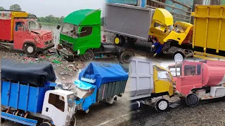 4 Kecelakaan Truk Adu Banteng Kabin Ringsek Versi miniatur truk