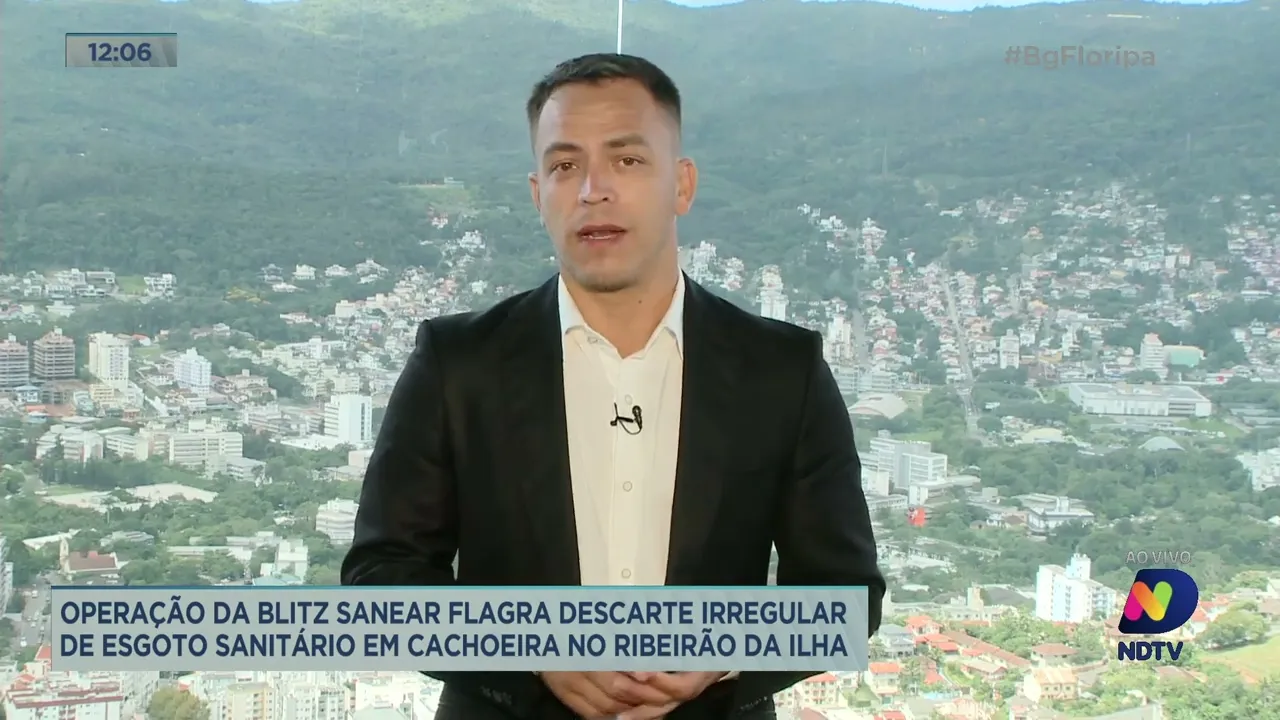 Blitz Sanear flagra descarte de esgoto em cachoeira e autua responsáveis em Florianópolis