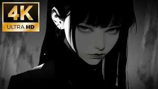 Goth Anime Girl Monochrome Live Wallpaper 4K Aesthetic Animated Background