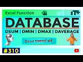 DSUM DMIN DMAX DAVERAGE in Excel Database Functions Explained