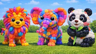 Long Slide Game With Cow Elephant Gorilla Hippopotamus Tiger - 3d Animal Game - Funny 3d Animals