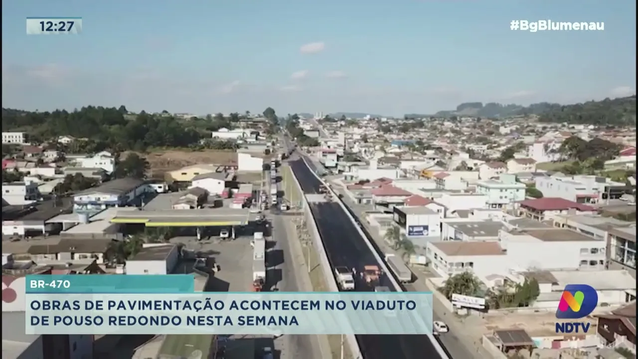 Cidade do Alto Vale passa por obras de pavimentação no viaduto da BR-470