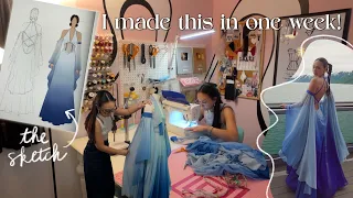I made a gown fit for a *Water Goddess*🌊❄️ (FULL PROCESS: design, patternmaking, sewing)