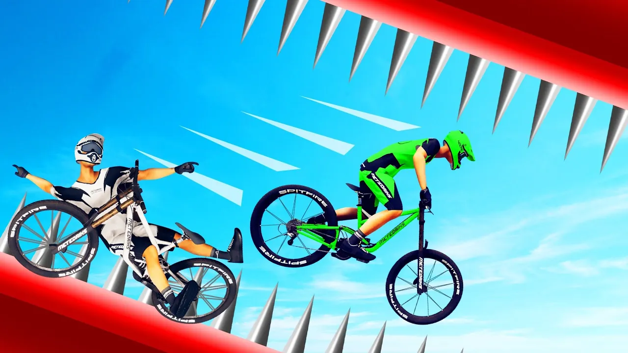 1000 SPIKES vs. JELLY On A BIKE! (Descenders Wipeout)