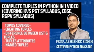 Lecture 26 Complete Tuples in Python in 1 Covering kvs pgt CBSE RGPV Syllabus