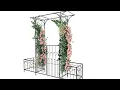 YITAHOME Garden Arbor with Gate and Planter Box Metal Garden Arch for Climbing Plants Outdoor
