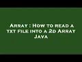 Array How to read a txt file into a 2d Array Java