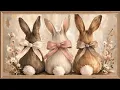 Aesthetic Easter Frame TV Art Minimalist Bunny Trio Painting 4 Hour Screensaver with Music
