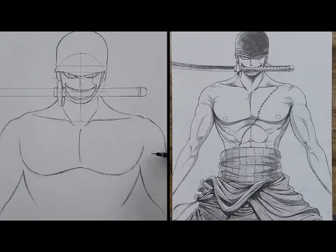 Download MP3 How to Draw Zoro (Full body) with ease ! | One piece | ss_art1