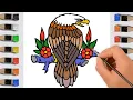 Bird Coloring Pages For Learning Colors - Eagle For Kids Preschool Learning