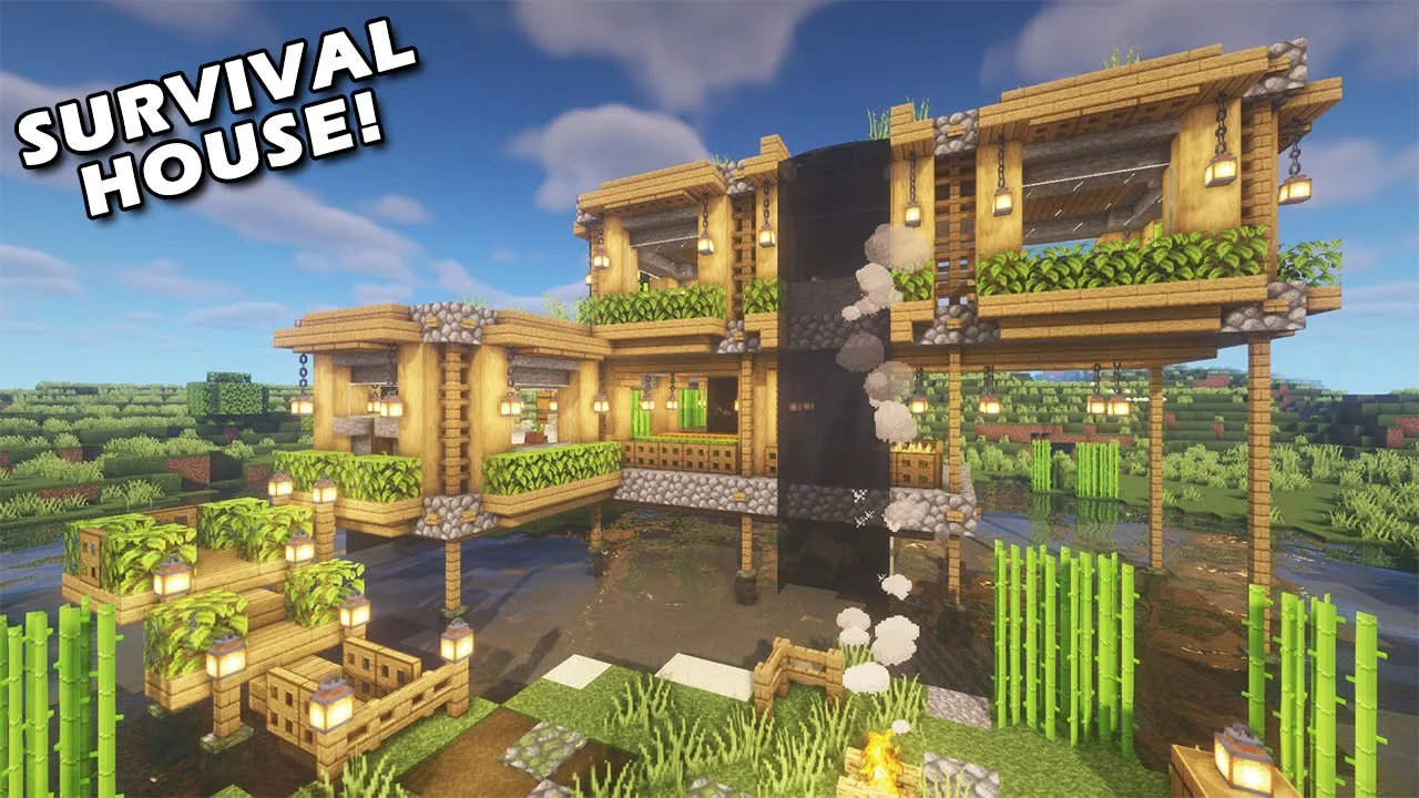 MINECRAFT: How to Build a WATERFALL HOUSE Tutorial (EASY)