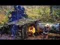 Download Lagu Survival Camping in HEAVY RAIN; Bushcraft Shelter UNDER FALLEN TREE ROOT. Caught in the Storm