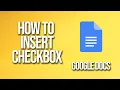 How To Insert Checkbox Google Docs Tutorial