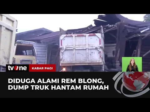Mobil Dump Truk Tabrak 4 Rumah dan 1 Mobil hingga Ringsek Parah