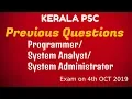 Kerala PSC Programmer System Analyst System Administrator Previous Questions