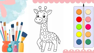 How to Draw and Color a Cute Giraffe Easy Coloring Pages for Kids