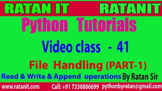 Python Tutorial class-41 Python File Handling PART-1 By Ratan sir