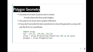 Lesson 05 - Working with ArcPy Geometries