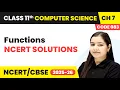 Functions - NCERT Solutions Class 11 Computer Science Chapter 7 CBSE 2025-26