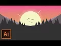 Illustrator Tutorial - Simple Sunset Landscape Flat Design Illustrator Flat Design Tutorial