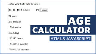 Age Calculator JavaScript Mini Project HTML JavaScript