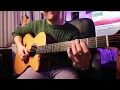 Fast acoustic guitar over F#7 but with open strings