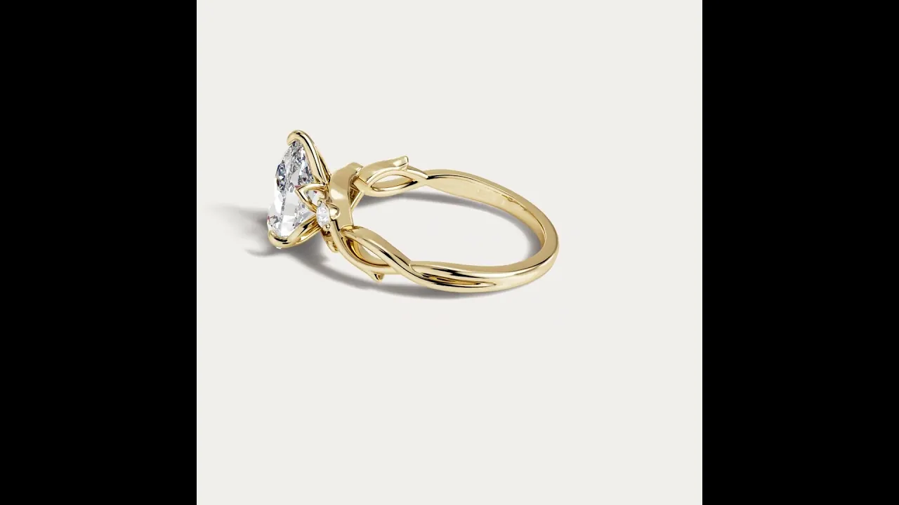 Cecily丨Pear Cut Lab Diamond Intertwined Accent Engagement Ring