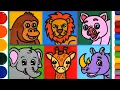 Gorilla lion Animals Jelly Coloring Painting for Kids Menggambar Dan Mewarnai Hewan liar