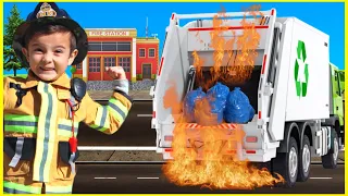 Download Garbage truck fire rescue with kids fire truck vehicle and firefighter pretend play | Super Krew MP3