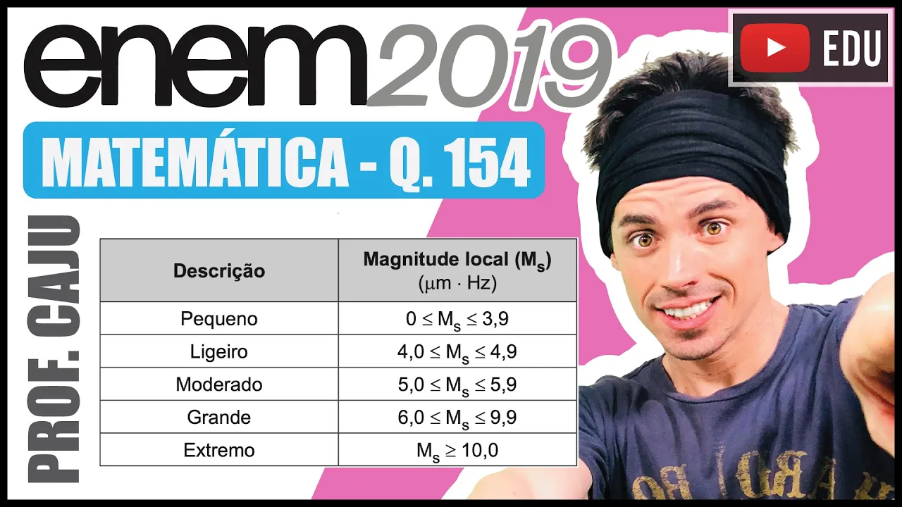 [ENEM 2019] 154 ???? LOGARITMO - Charles Richter e Beno Gutenberg desenvolveram a escala Richter, que