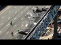 Aftermath of fiery wreck on Gold Star Bridge