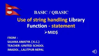 A QBASIC PROGRAM TO SHOW THE USE OF STRING HANDLING FUNCTION MID