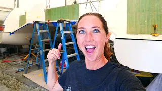 CATAMARAN BUILD – Barely Squeezing By – But the Transom Is ON!! (MJ Sailing – Ep 212)