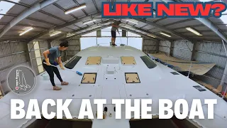 Back at the Boat. What our Catamaran looks like after 6 months away – S03E42 | Building Wilda