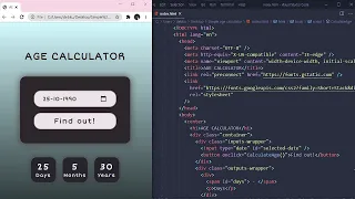 Age calculator in HTML CSS and JavaScript