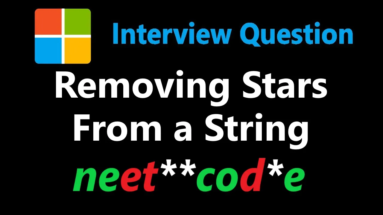 Removing Stars From a String - Leetcode 2390 - Python - YouTube thumbnail