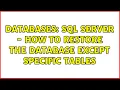 Databases SQL Server - How to restore the database except specific tables 2 Solutions