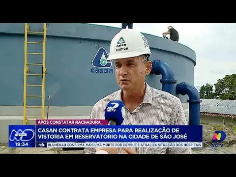 Casos de rachaduras: Casan realiza vistoria em reservatório que abastece hospital em São José