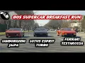 Lagu 80s Supercar Breakfast RUN!! Lamborghini Jalpa, Lotus Esprit, Ferrari Testarossa!!