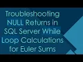 Troubleshooting NULL Returns in SQL Server While Loop Calculations for Euler Sums